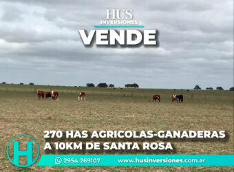 270 HAS AGRICOLAS-GANADERAS A 10KM DE SANTA ROSA 