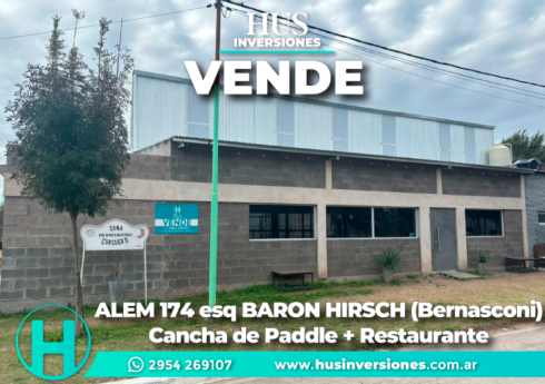 ALEM 174 esq BARÓN HIRSCH (Bernasconi – La Pampa) Cancha de Paddle + Restaurante