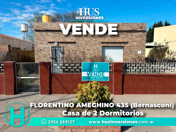 FLORENTINO AMEGHINO 435 (Bernasconi). Casa de 2 Dormitorios